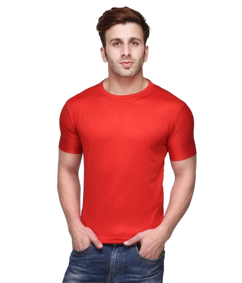     			Funky Guys Polyester Slim Fit Solid Half Sleeves Men's Round T-Shirt - Red ( Pack of 1 )