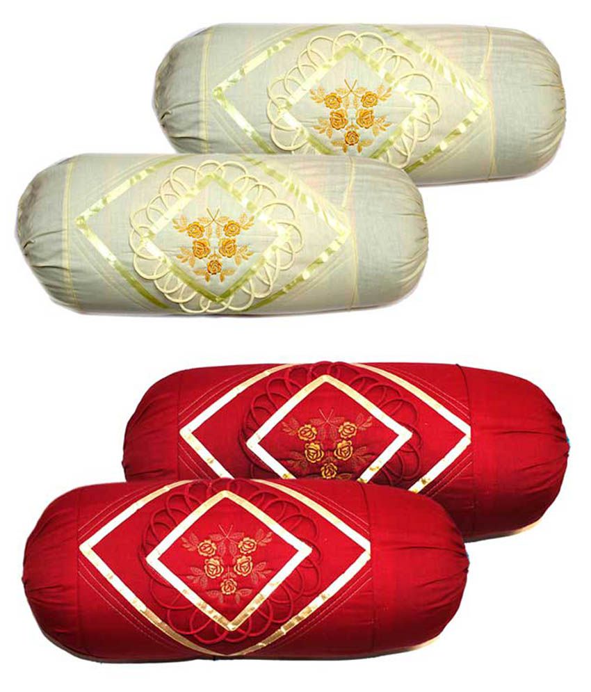    			RJ Products Red And White Cotton Pillow Covers Set of 4