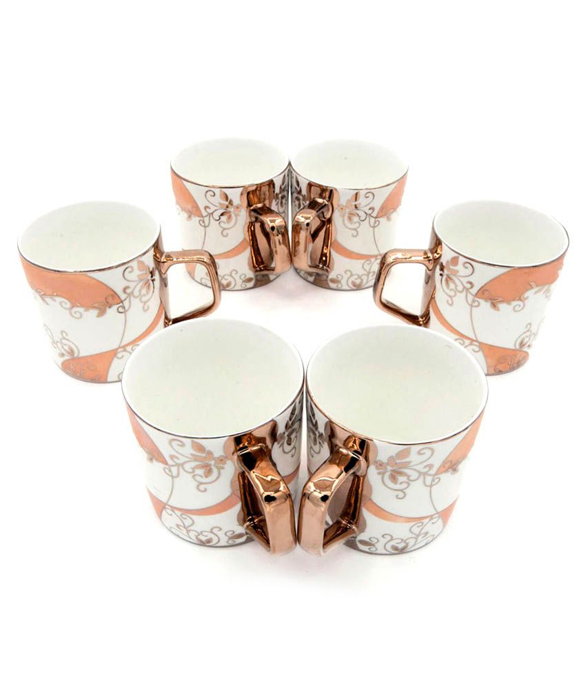 Jcpl Golden Bone China Mugs Set Of 6 Pcs Buy Online At Best Price In India Snapdeal