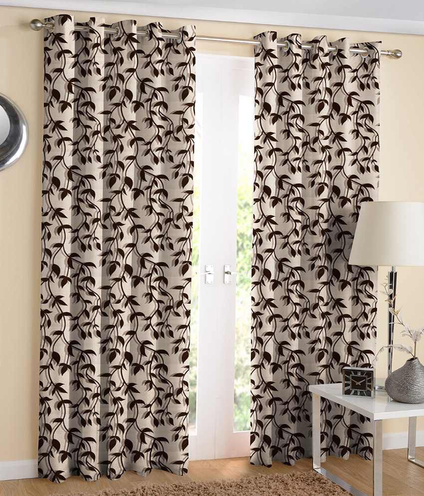 Suam Set Of 2 Window Eyelet Curtains Jacquard Brown Buy Suam Set