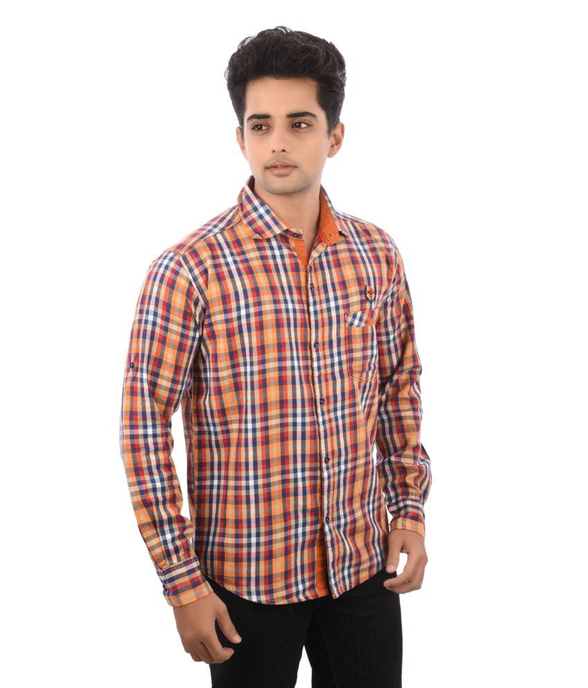 Peaks Yellow and Orange Blended Cotton Casual Shirt - Buy Peaks Yellow ...