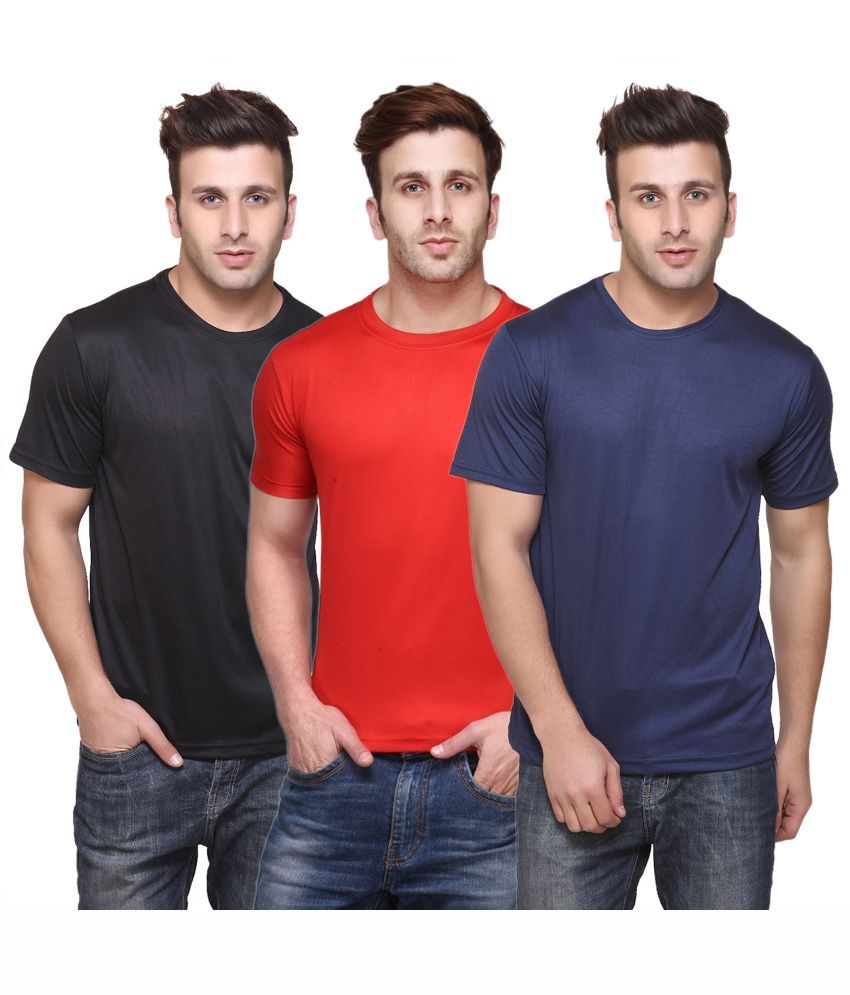     			Funky Guys Polyester Slim Fit Solid Half Sleeves Men's Round Neck T-Shirt - ( Pack of 3 )