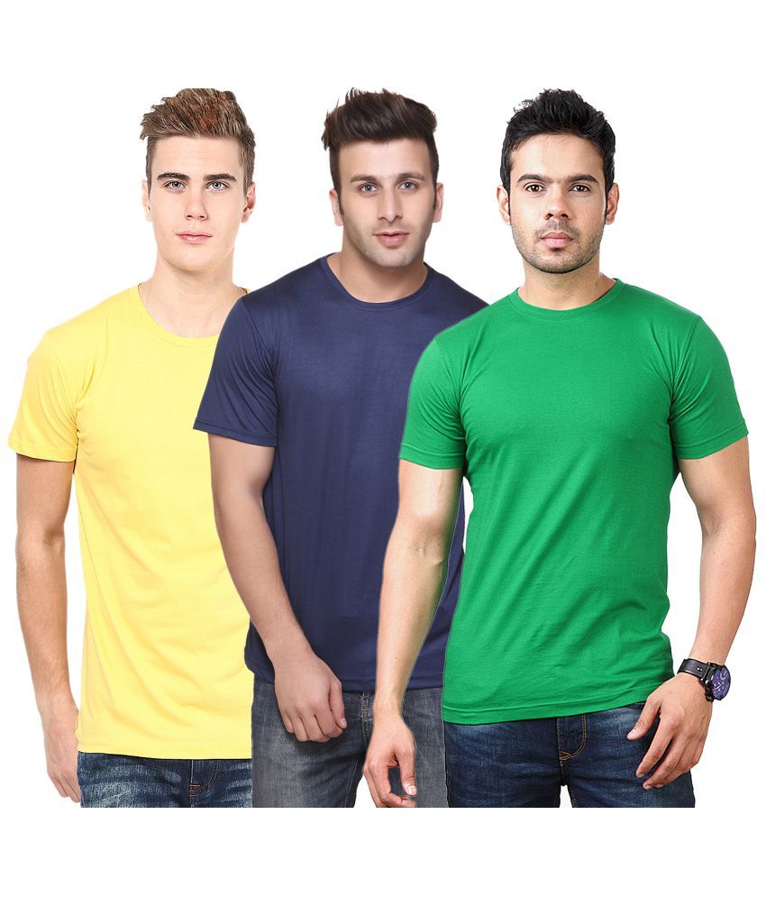     			Funky Guys Multicolor Cotton Blend T - Shirt - Pack of 3