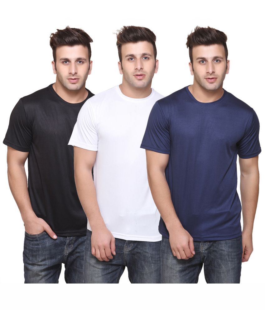     			Funky Guys Polyester Slim Fit Solid Half Sleeves Men's Round Neck T-Shirt - ( Pack of 3 )