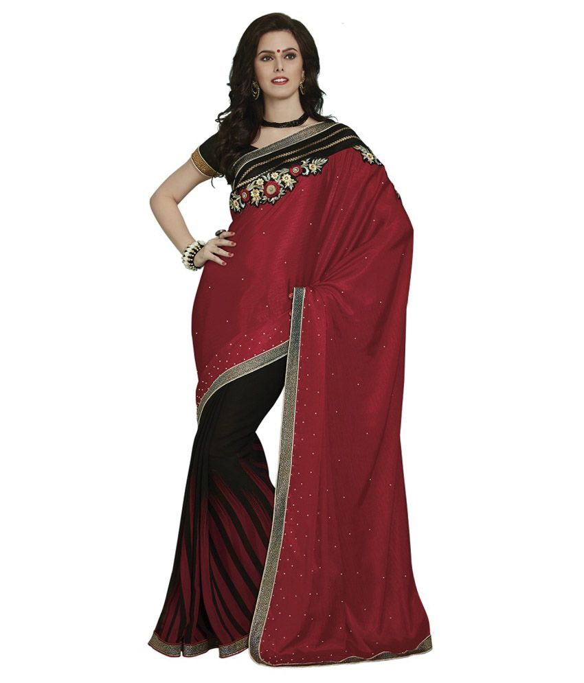 Cutie Pie Red Faux Georgette Saree Buy Cutie Pie Red Faux Georgette 6602