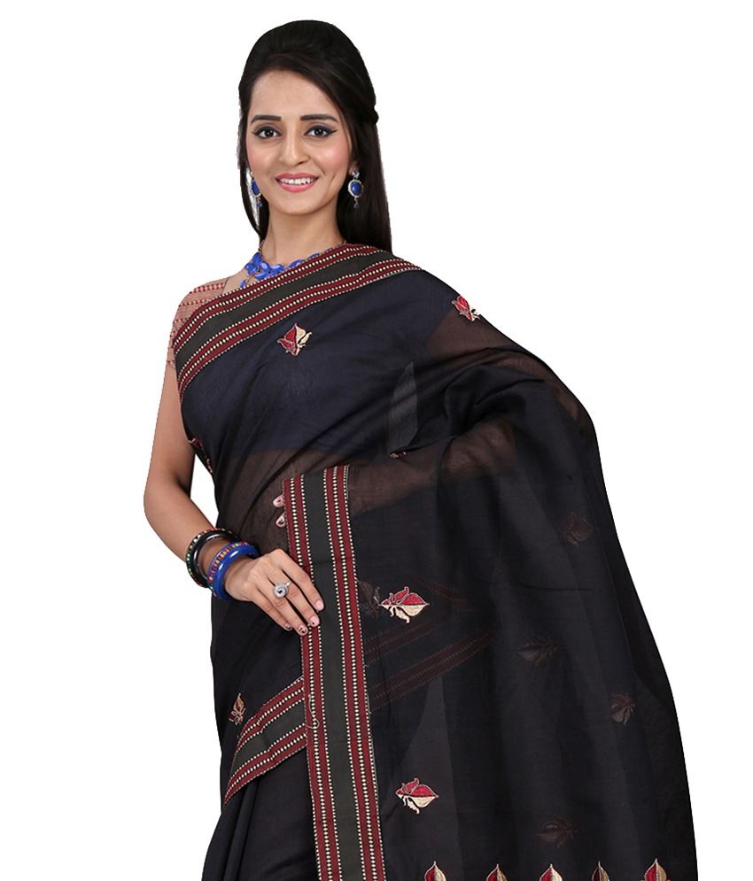 blouse design for black cotton saree