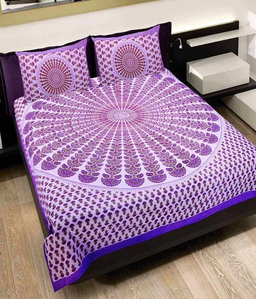     			UniqChoice Multi-colour Double Bedsheet With 2 Pil