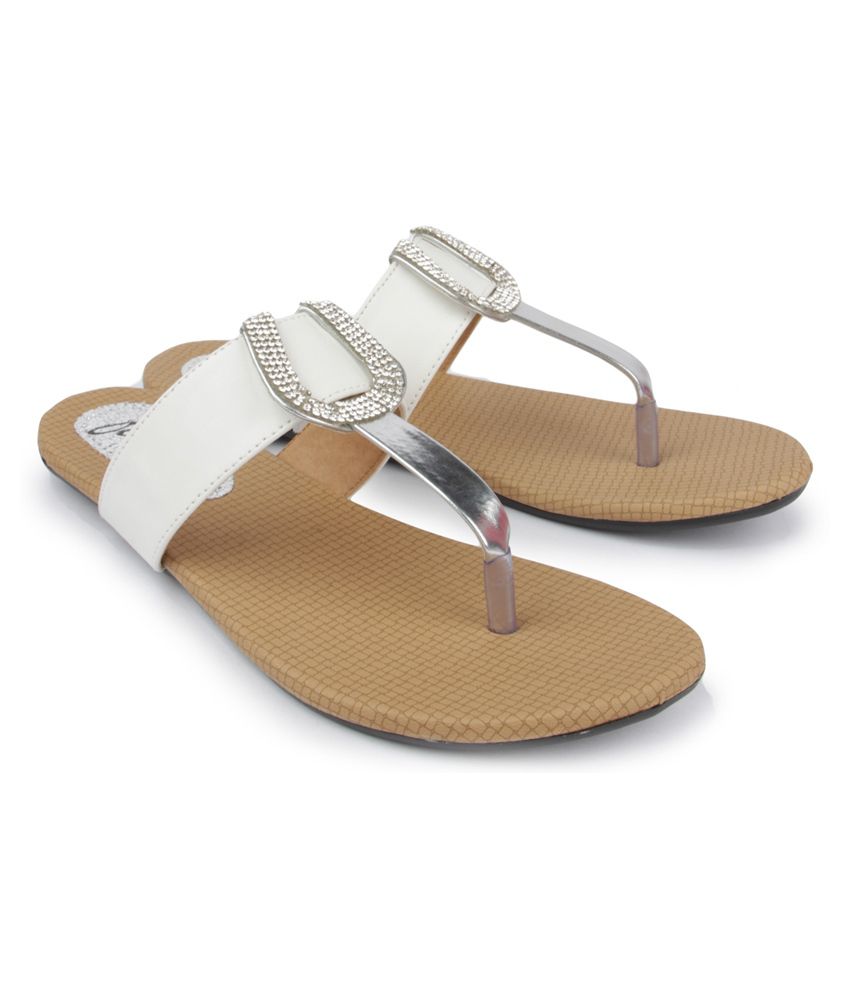 Finesse White Flat Slip-on Sandals Price in India- Buy Finesse White ...