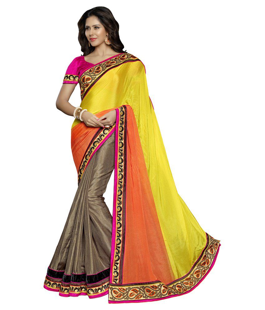 Satyam Fashion Multicoloured Crepe Saree - Buy Satyam Fashion ...