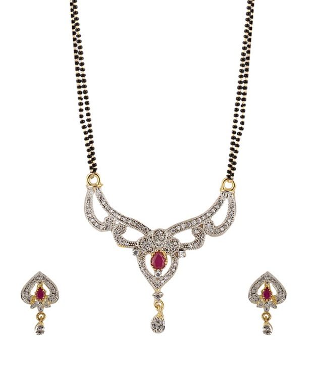     			Youbella Designer American Diamond Mangalsutra Set with Chain