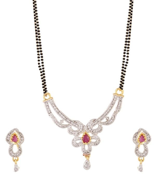     			Youbella Designer American Diamond Mangalsutra Set with Chain