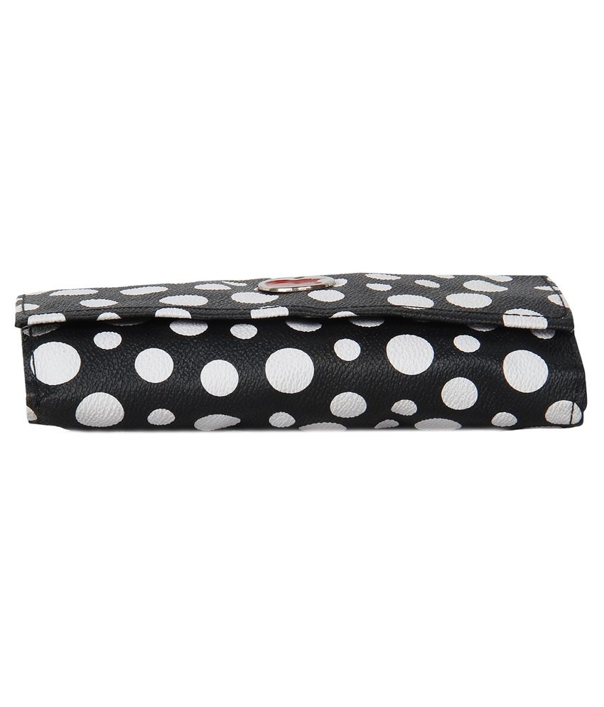 black and white spot clutch bag