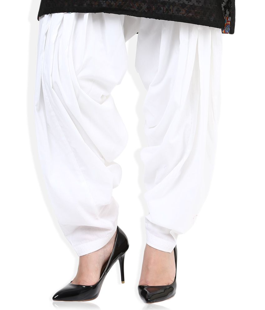 Fabindia White Cotton Solid Patiala 