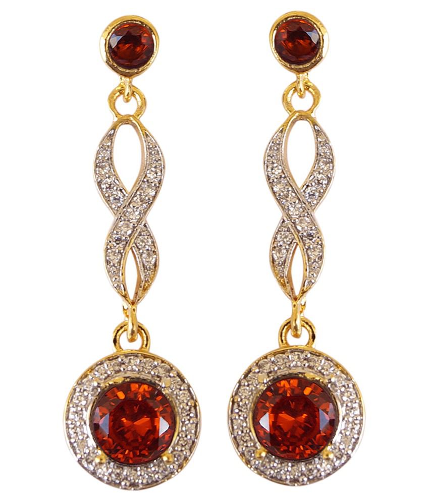 R S Jewels Red American Diamond Drop Earrings - Buy R S Jewels Red ...