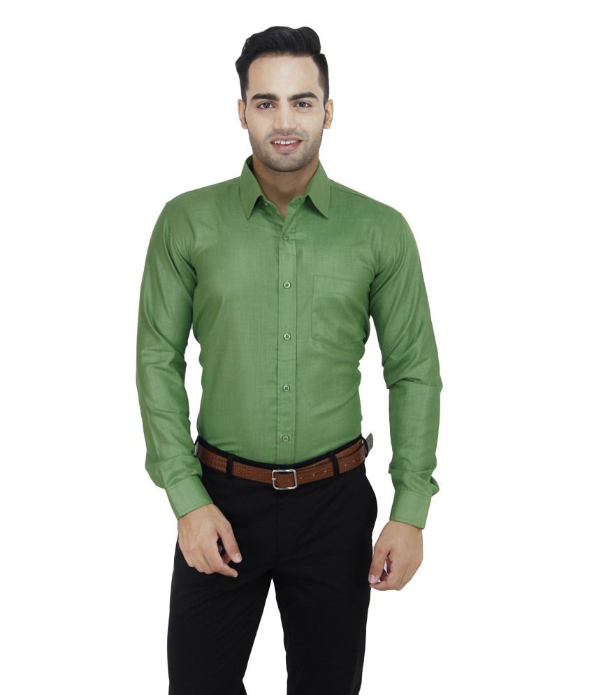 Leaf Green Linen Blend Regular Fit Full Sleeves Casual Shirt - Buy Leaf ...