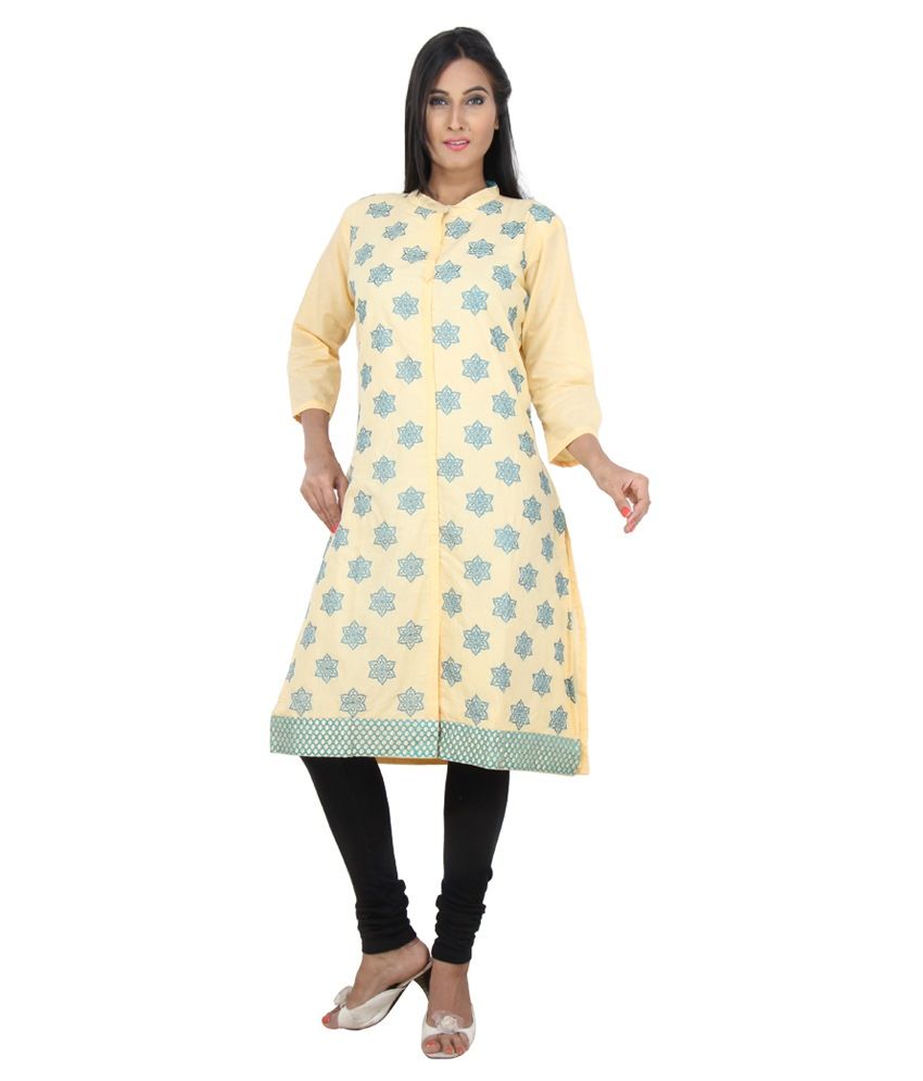 Mansi Fabrics Yellow Cotton Kurti Buy Mansi Fabrics Yellow Cotton