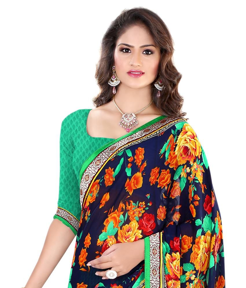 Indianbeauty Multi Pure Georgette Saree - Buy Indianbeauty Multi Pure ...