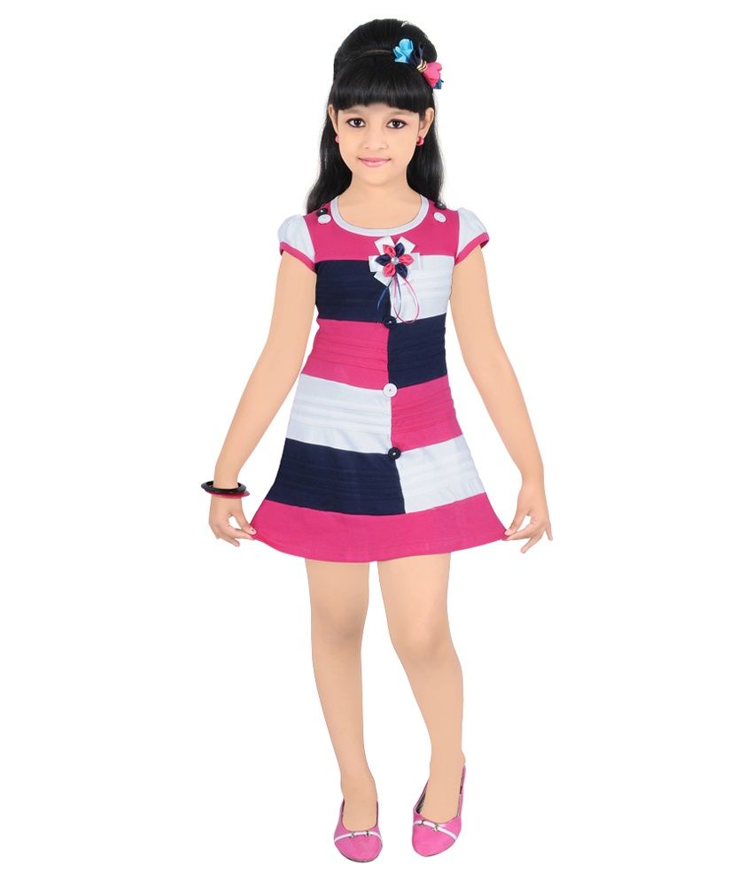 white and pink long frock