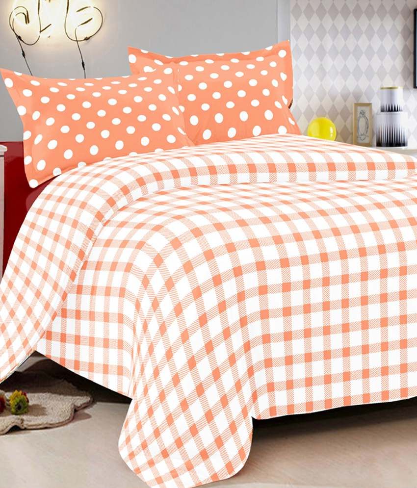 Vintana Queen Cotton Orange Geometrical Bed Sheet Buy Vintana Queen
