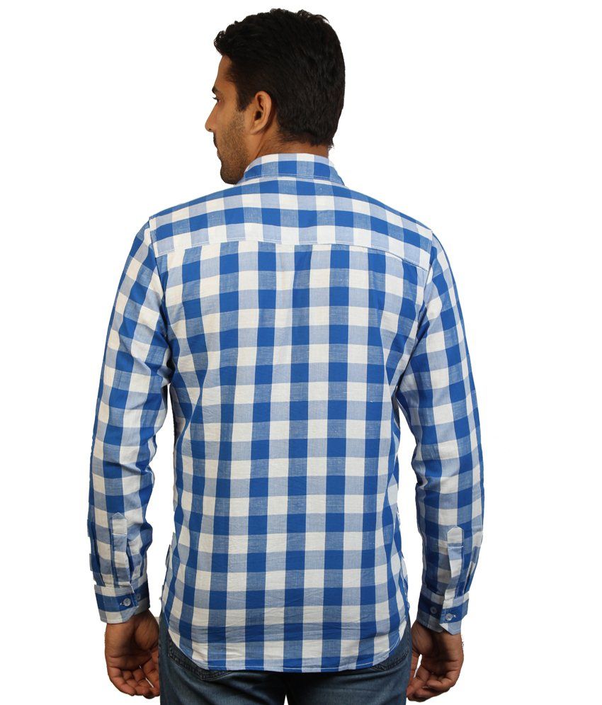 blue jeans checkered shirt