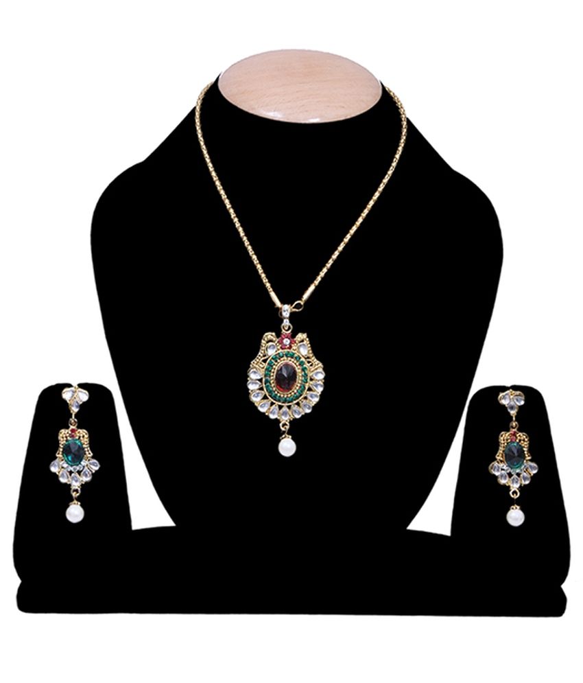 Fashion Square Golden Alloy Necklace Set Buy Fashion Square Golden