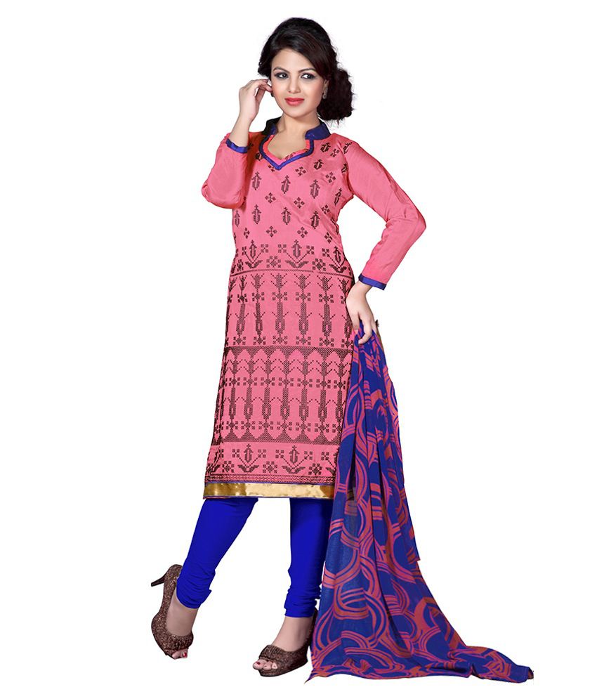 Lookslady Pink Chanderi Unstitched Dress Material - Buy Lookslady Pink ...