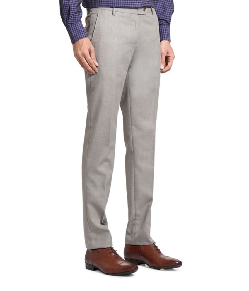Louis Philippe Grey Polyester Trousers - Buy Louis Philippe Grey Polyester Trousers Online at ...