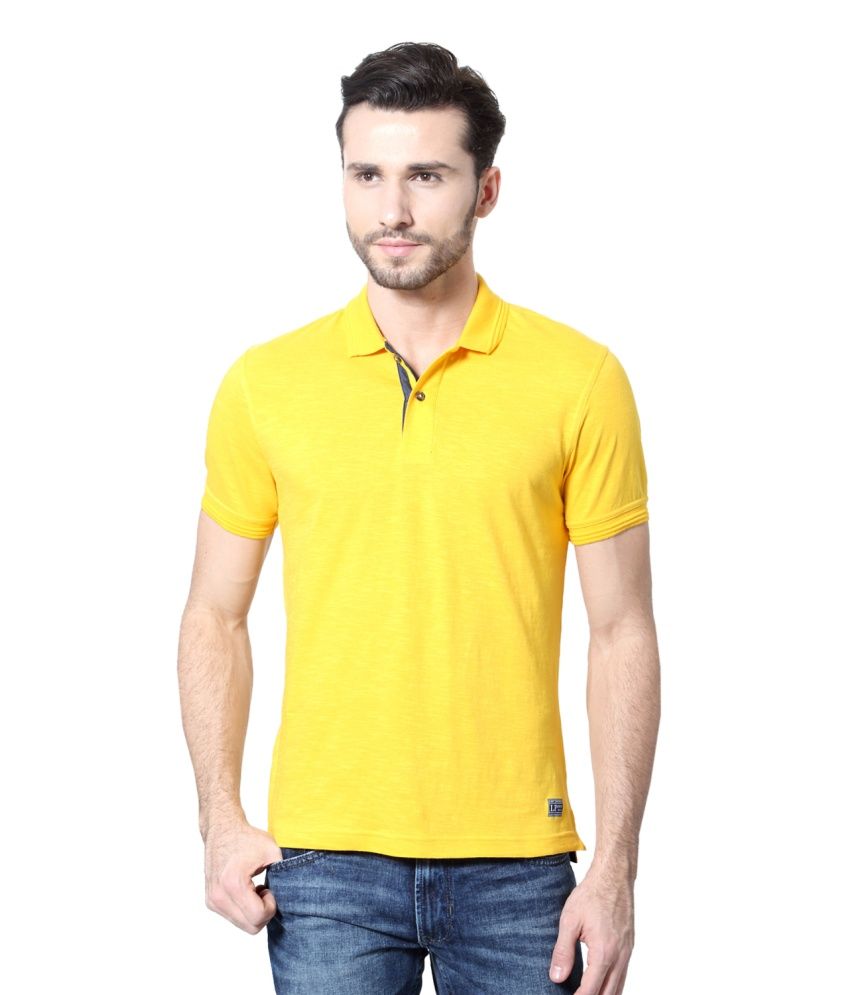 Louis Philippe Yellow Cotton Polo T-shirt - Buy Louis ...