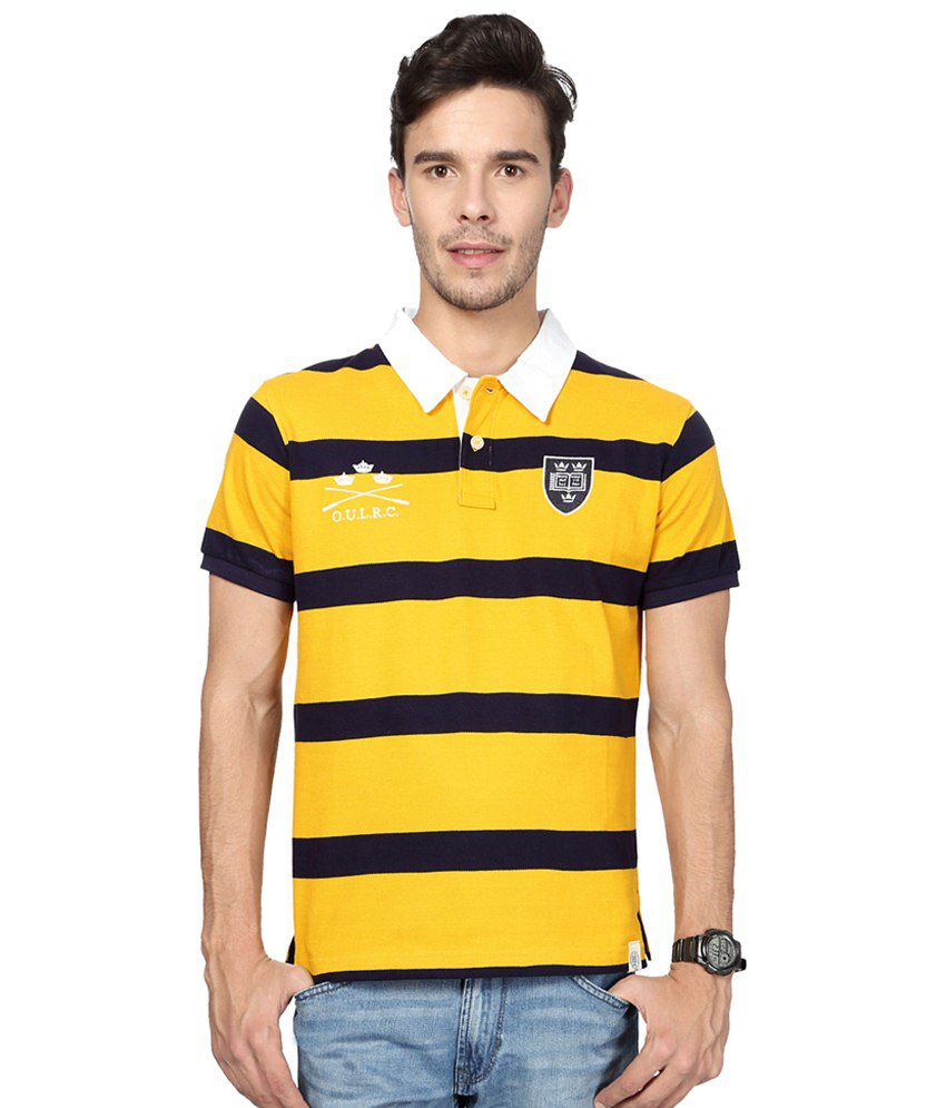 University of Oxford Yellow & Black Party Wear Polo T Shirt - Buy ...