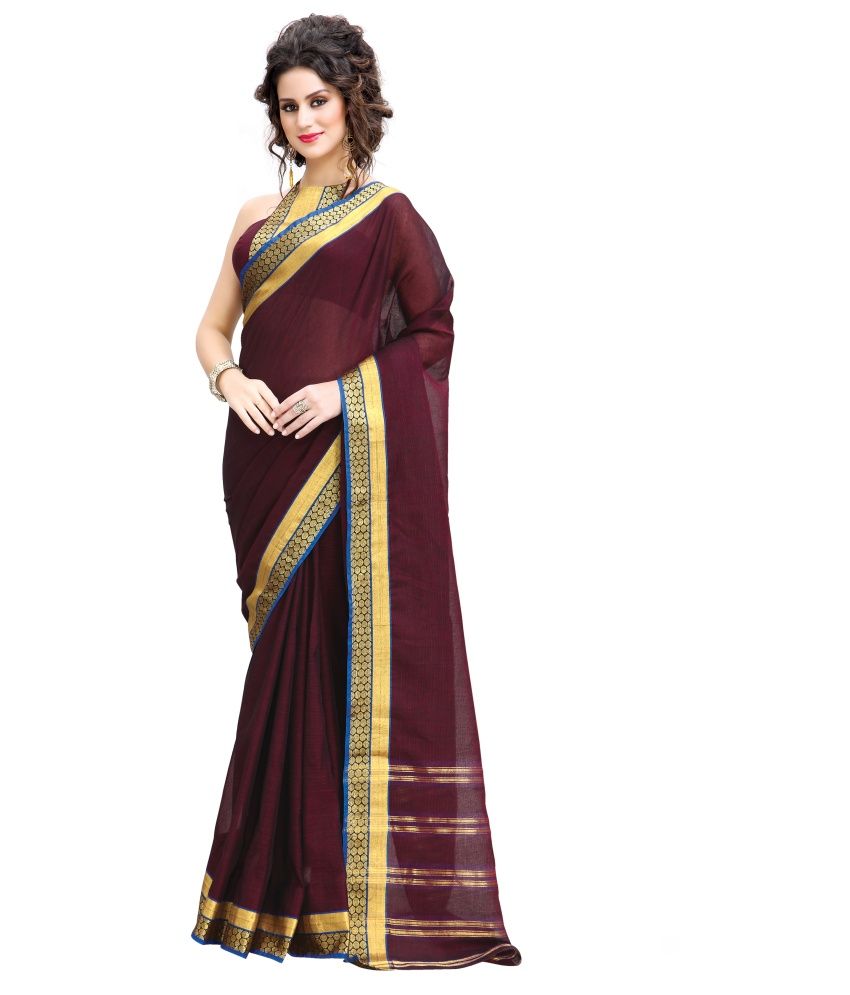 Reet Combo of Maroon and Beige Cotton Sarees with Blouse Piece - Buy ...