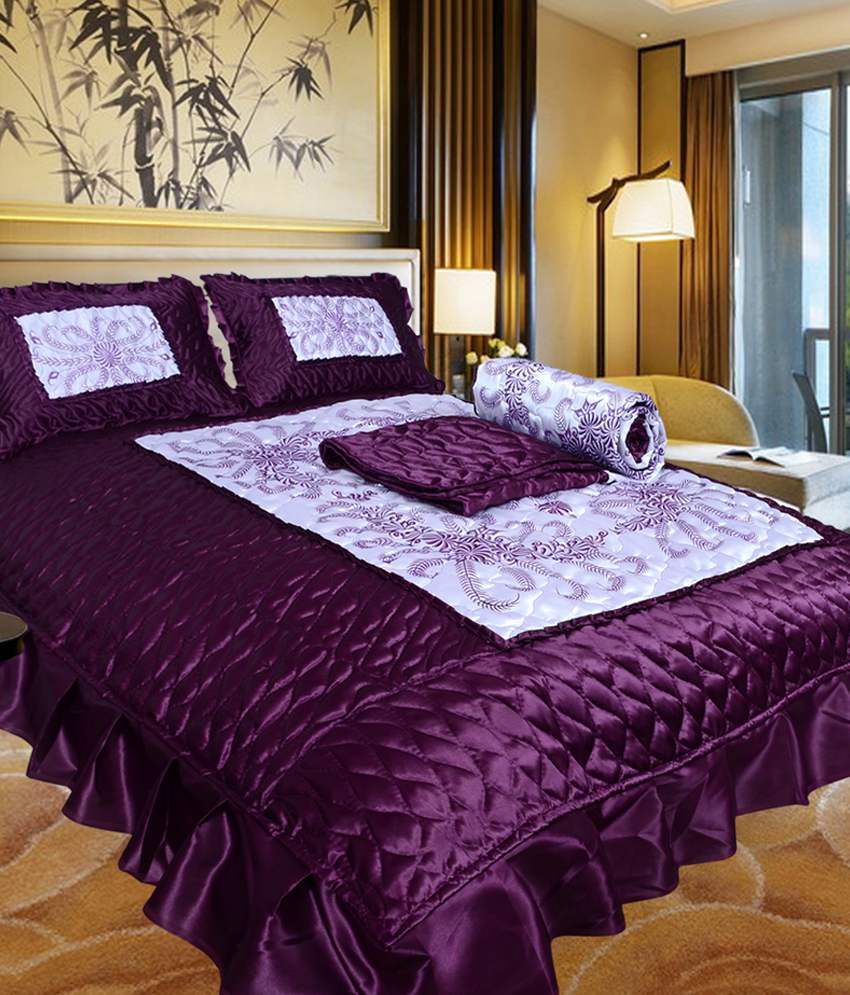 Urban Style Purple Satin Bedding Set Buy Urban Style Purple Satin Bedding Set Online at Low