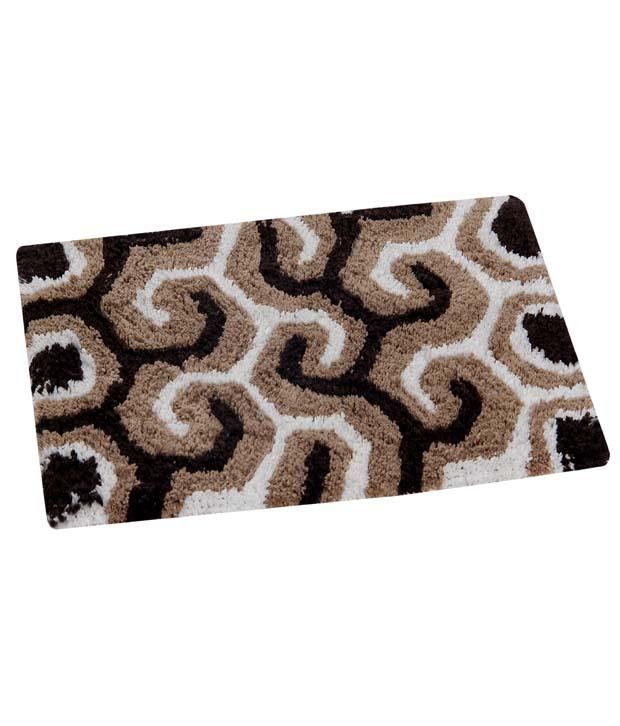     			Aazeem Brown Cotton Checks Floor Mat