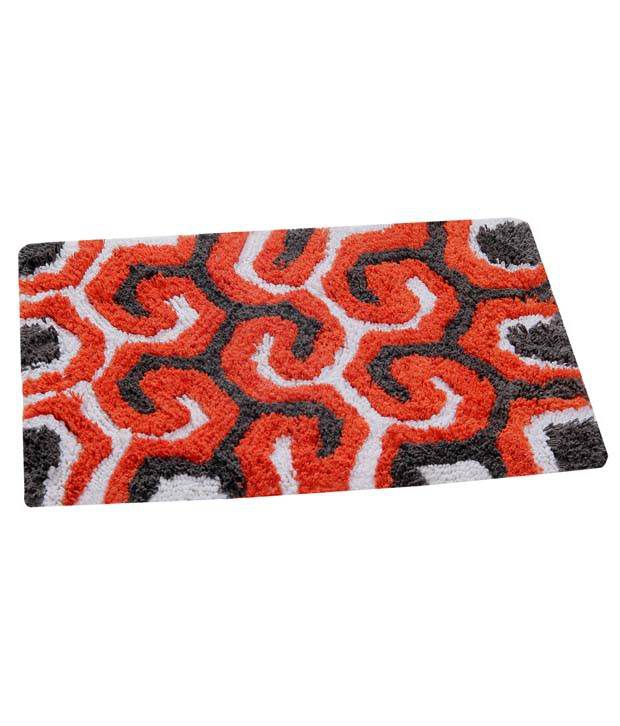     			Aazeem Orange Cotton Embroidery Floor Mat