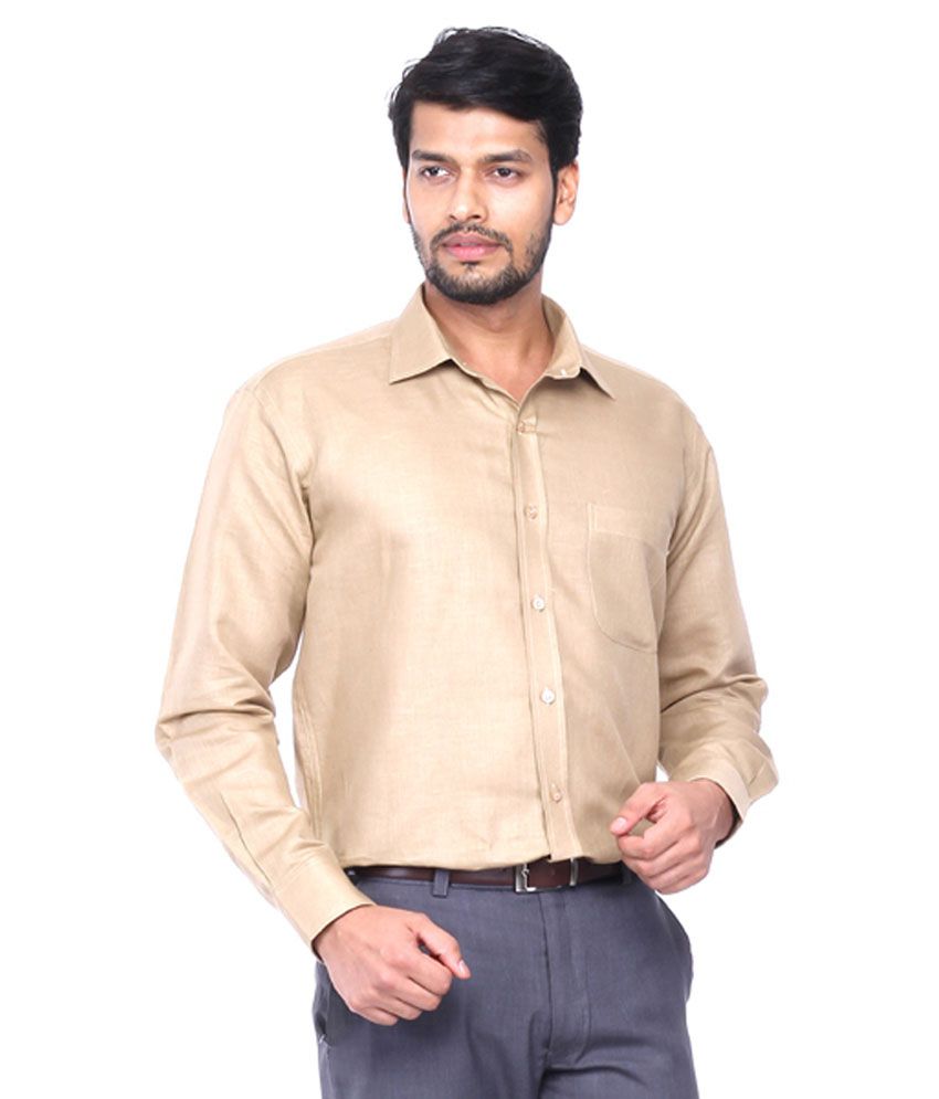 Chairman Khaki Linen Shirt - Buy Chairman Khaki Linen Shirt Online at ...