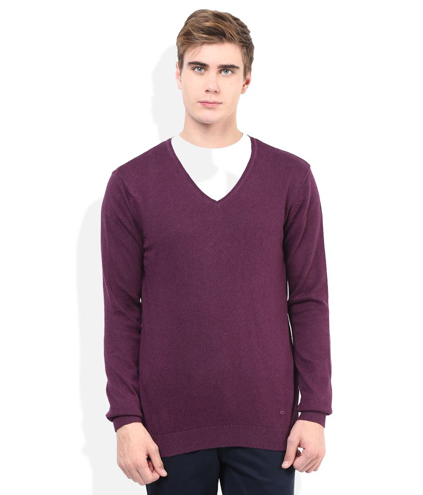 Celio Purple V-Neck Sweater - Buy Celio Purple V-Neck Sweater Online at ...
