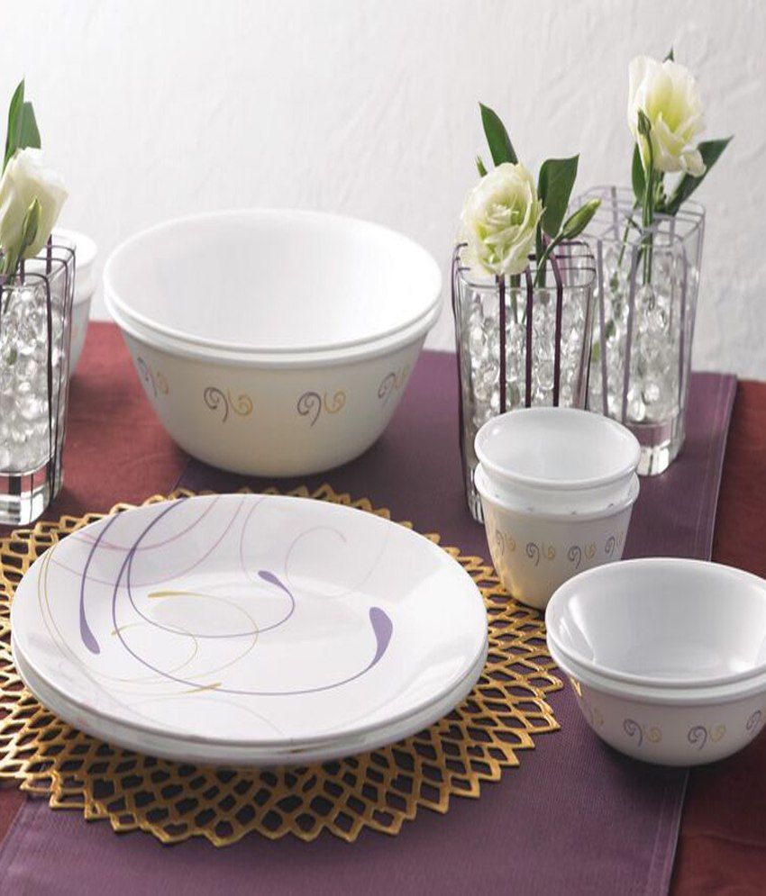 Corelle 21 Pcs Dinner Set India Impressions Violet Dance Buy Online