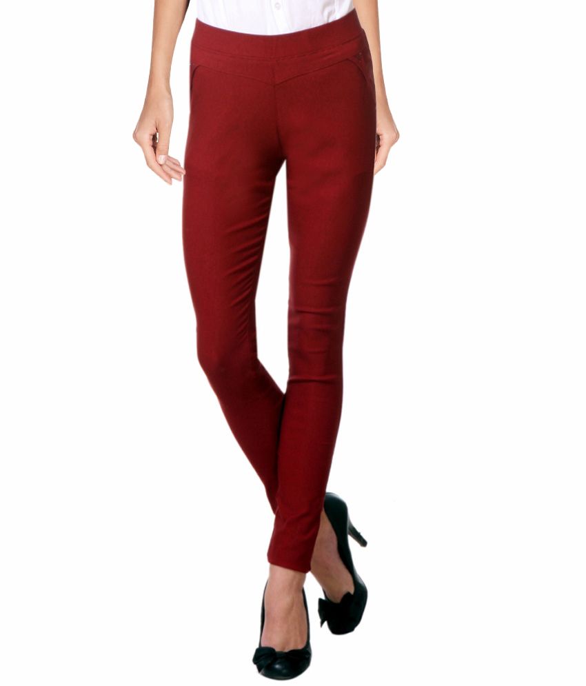 maroon jeggings online