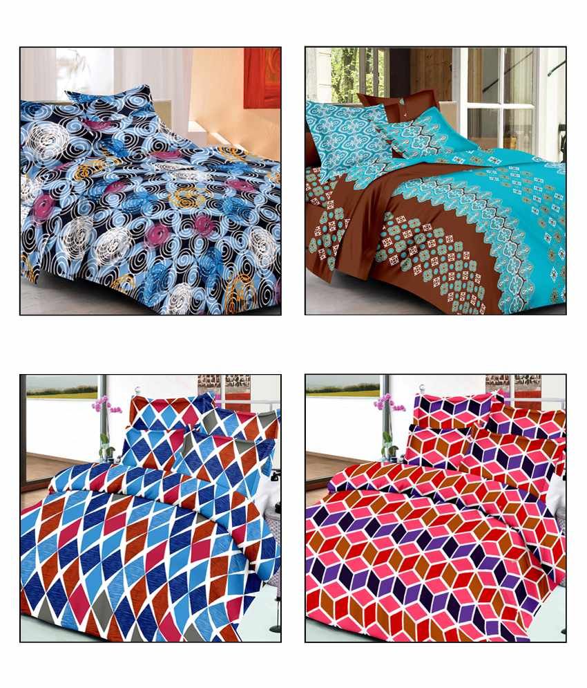 Mark Home Olivia Collection Brown & Pink Double Bedsheet with 2 Pillow