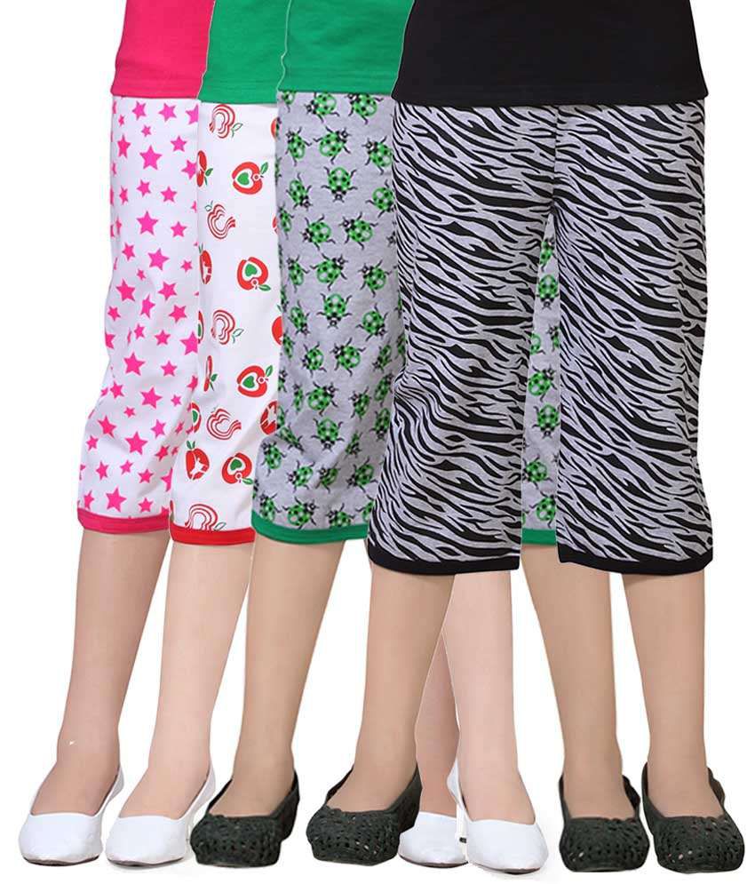     			Sini Mini - Multicolor Cotton Girls Capris ( Pack of 4 )