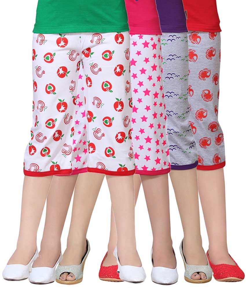     			Sini Mini Multicolour Capri For Girls Pack Of 4