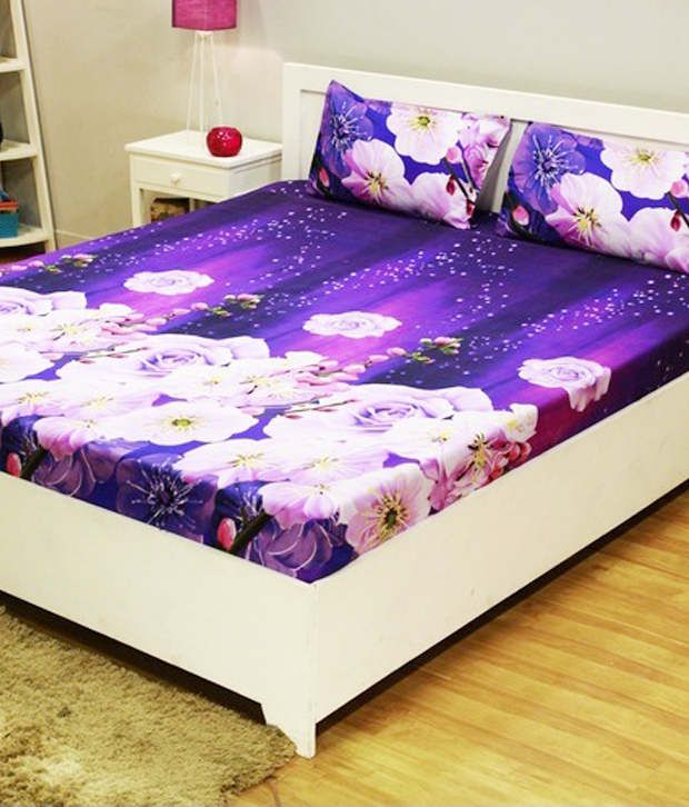     			Wonder Home Collection 3D Floral Double Bedsheets