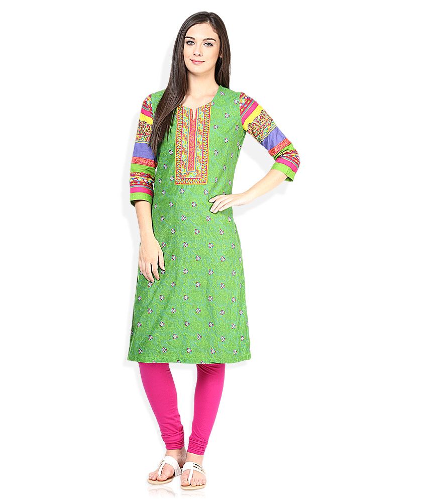 green kurti combination