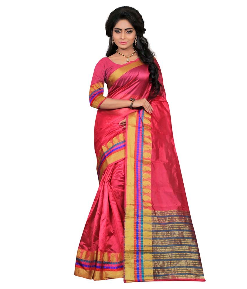 Indi Wardrobe Pink Silk Saree - Buy Indi Wardrobe Pink Silk Saree ...