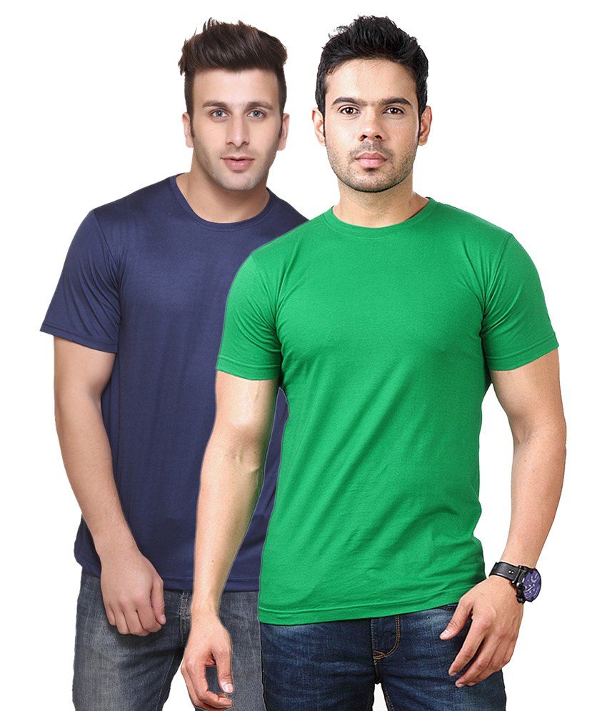     			Funky Guys Blue and Green Cotton Blend Polo T-shirt