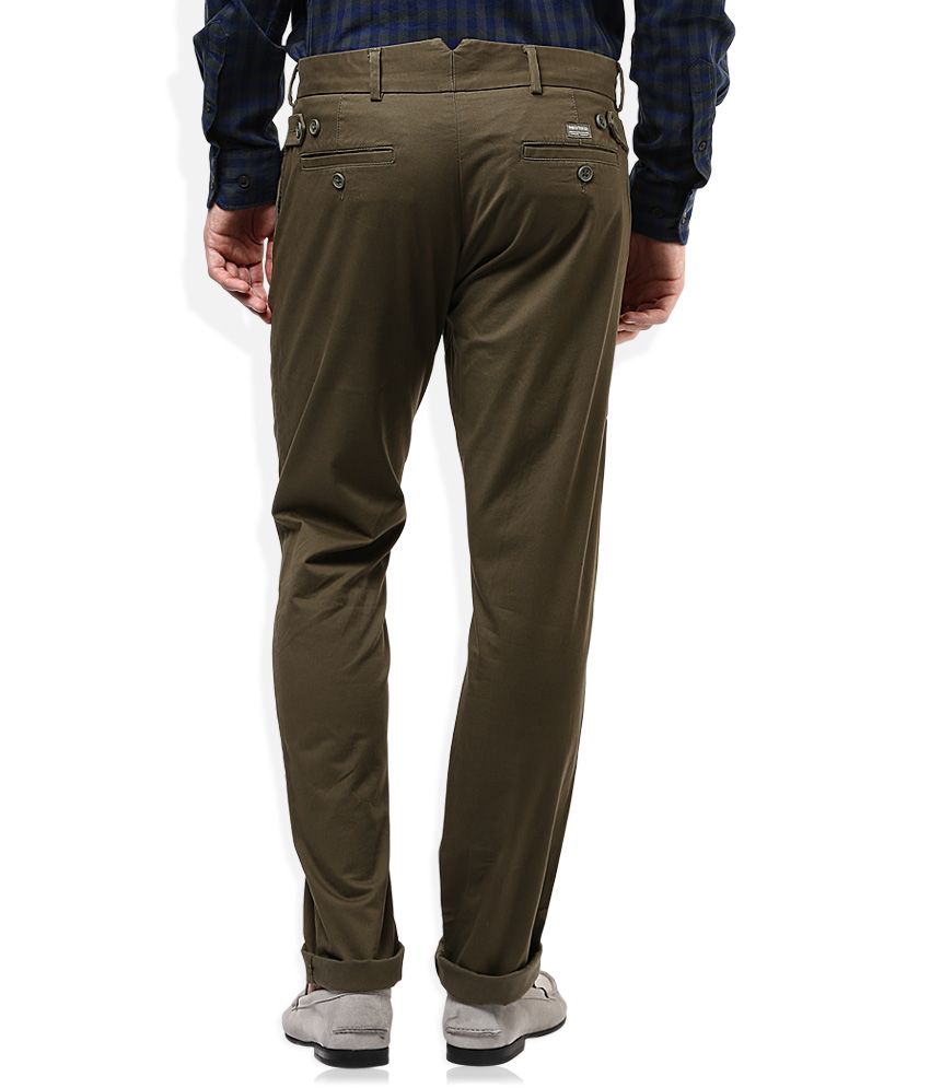 Indian Terrain Green Slim Fit Casual Trouser - Buy Indian Terrain Green Slim Fit Casual Trouser 