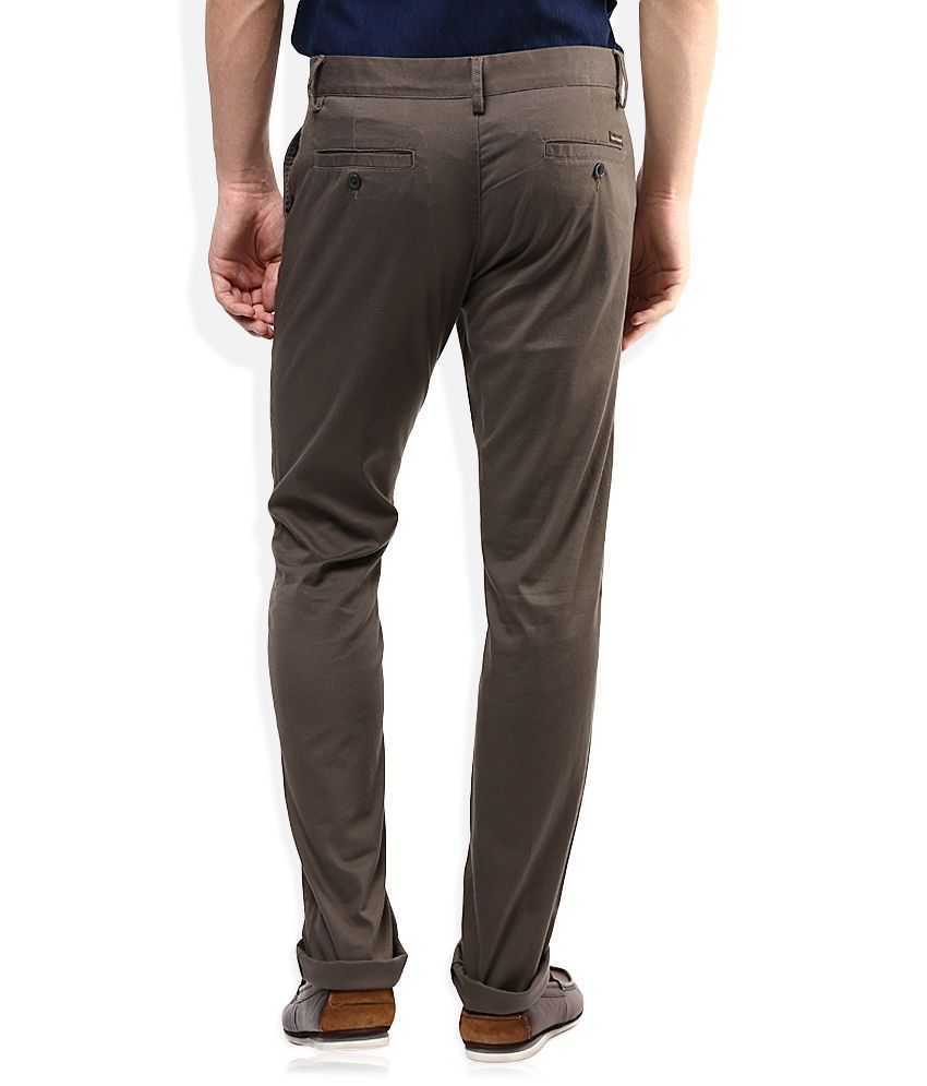 Indian Terrain Grey Slim Fit Casual Trouser - Buy Indian Terrain Grey Slim Fit Casual Trouser 