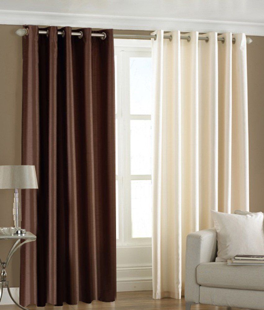     			Homefab India Plain Semi-Transparent Eyelet Door Curtain 7ft (Pack of 2) - Multicolor
