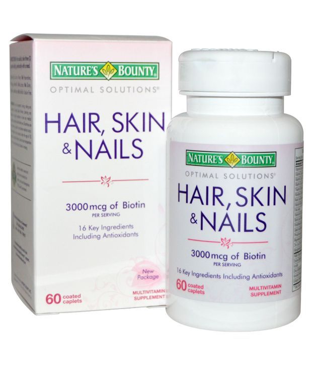 Natures Bounty Optimal Solutions Hair, Skin and Nails 3000 Mcg Of ...