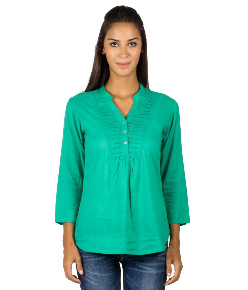 Bkind Green Rayon Tops - Buy Bkind Green Rayon Tops Online at Best ...