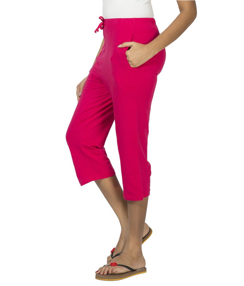 Buy Clifton Women's Solid Capri-Dk.Pink-L Online at Best Prices in ...